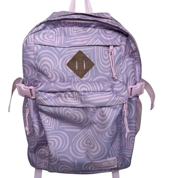 JanSport Main Campus Heavenly Hearts Pink Purple Large School Backpack main image 12